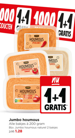  1 2 200 1000 1.1 serveertip jumbo houmous pikant zongedroogde tomaat nutri score gegrilde paprika bakjes naturel 