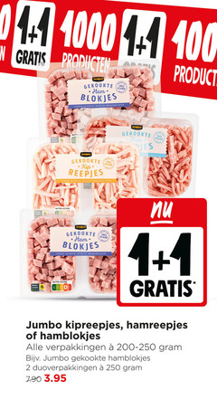  1 2 250 1000 1.1 jumbo gekookte ham blokjes klaar pasta rijst wokgerechten beter leven nutri kip reepjes score mal kipreepjes hamreepjes hamblokjes duoverpakkingen 