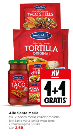  1 2 6 santa maria flame baked crispy corn taco shells sunflower oil super soft wrap tortilla original mild with fine pieces sauce sugar added seasoning mix for kruidenmolens wraps large stuks 