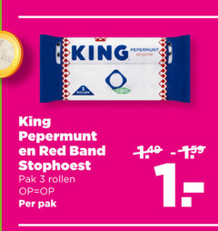  king red band pepermunt snoep 3 eur original stophoest pak rollen 