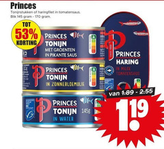  princes tonijn in blik 1 tonijnstukken haringfilet tomatensaus groenten pikante saus zonnebloemolie water b haring milde 