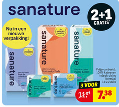  sanature maandverband inlegkruisjes 1 2 3 24 100 nieuwe naturaly healthy for pads panty liners katoenen normaal stuks 