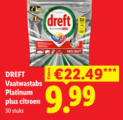  dreft vaatwasmiddel 30 platinum vaatwastabs citroen stuks 