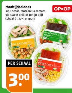  maaltijdsalade maaltijdsalades kip caesar mozzarella tomaat sweet chili tonijn olijf schaal 3 