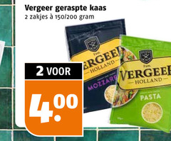  vergeer geraspte kaas 2 zakjes 150 200 fam mozzarella holland pasta 