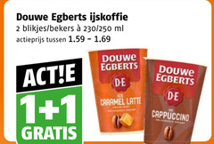  douwe egberts ijskoffie 1 2 blikjes bekers 250 ml actieprijs ice caramel latte cappuccino 