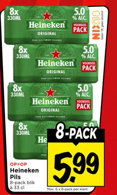  heineken blikjes bier 6 8 18 33 8x 330ml voordeel pack original nix18 alcohol pils blik 5.99 