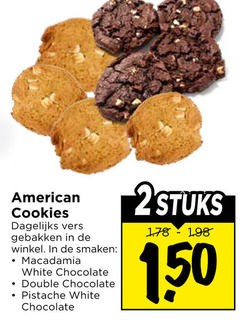  150 american dagelijks vers gebakken smaken macadamia white chocolate double pistache 2stuks 