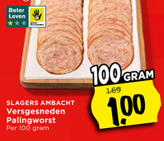  100 beter leven slagers ambacht versgesneden palingworst 