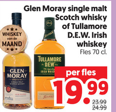  glenlivet glen moray tullamore dew whisky whiskey maand single malt scotch be irish triple distillery fles 