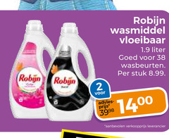  robijn wasmiddel 2 vloeibaar liter wasbeurten stuk 