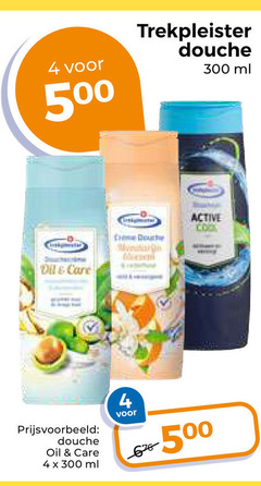  trekpleister huismerk douchegel 4 300 500 douche ml care active co oil 