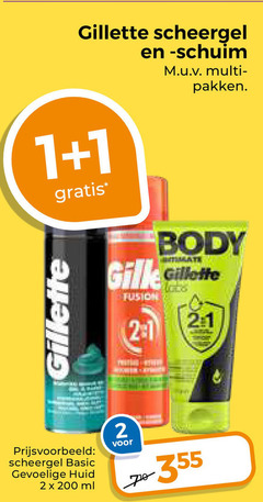  1 2 200 gillette scheergel pakken body fusion basic gevoelige huid ml 