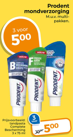  prodent tandpasta 3 500 b complate mondverzorging cool hint pakken bescherming ml 