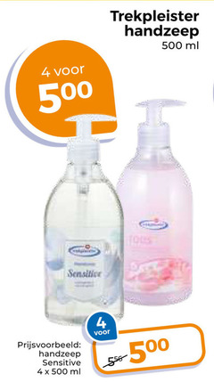  trekpleister huismerk handzeep 4 500 ml sensitive 