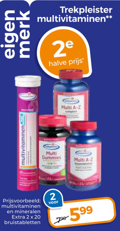  trekpleister huismerk multivitaminen 2 20 merk 2e halve multi mineralen bruistabletten 