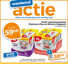  2 5 14 30 90 weekend dreft vaatwascapsules platinum miracle gigapack stuks box giga verzending no.1 korte vaatwastabletten 