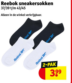  2 reebok sneakersokken 45 pak 