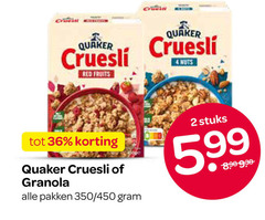  quaker cruesli 2 4 36 red fruits nuts granola pakken 350 450 stuks 
