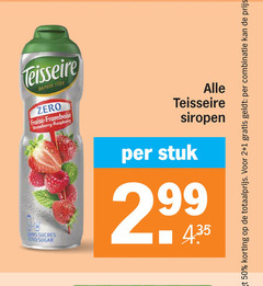  teisseire limonadesiroop 1 2 50 combinatie depuis zero fraise framboise strawberry raspberry sans sucres sugar siropen stuk 99 
