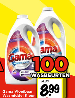  gama wasmiddel 100 cleaning power colour wasbeurten vloeibaar kleur 