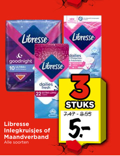  libresse maandverband inlegkruisjes 3 10 22 new goodnight ultra dailies fresh soorten protection freshness stuks 