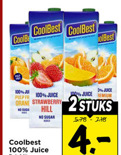  coolbest vruchtensap 100 juice orang strawberry hill sugar 2stuks 