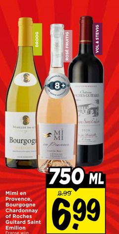  rose witte wijn rode 750 8 hamersma droog guitard mimi provence bourgogne chardonnay roches saint emilion franse say ml rosee fruitig stevig 