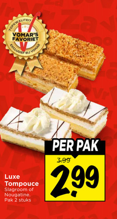  2 favoriet luxe tompouce slagroom nougatine pak stuks 3.99 