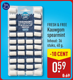  kauwgom 36 40 fresh life spearmint suikervrij stuks free inhoud cent 