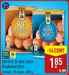 knakworsten 2 10 19 26 100 400 energie beter leven eten drie eiken dieren bescherming kip knakworst stuks worst cent inhoud 