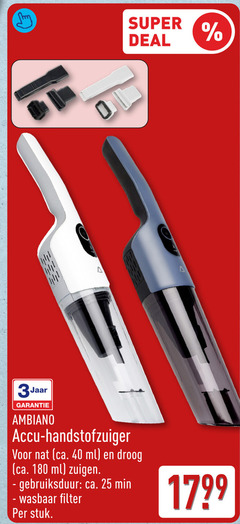  kruimelzuiger 3 25 40 180 super deal jaar accu handstofzuiger nat ca. ml droog zuigen gebruiksduur min wasbaar filter stuk 