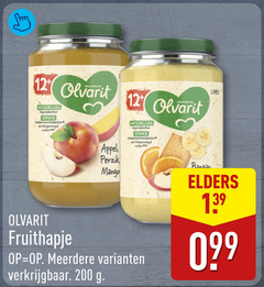  olvarit babyvoeding 12 200 natuurlijke ingredienten conserveermiddelen nutricia appel perzik mango fruithapje meerdere banaan elders 