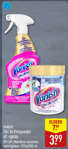  vanish vlekkenverwijderaar 20 200 500 2x kracht vlekverwijdering des taches action hardnekkige vlekken olie vetvlekken pour les graisse antivet avec techno spray veilig kleuren wit sans eau preserve couleurs du b actionpoeder anti art vos blancs verwijderen weer helder witheid vlekverwijderaar detachant it meerdere ml elders 