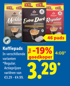  bellarom koffiepads 46 mokka dark regular koffiepad varieeren pads goedkoper 