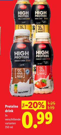  drinkyoghurt 35 350 high protein vanilla flavour drink free milbona chocolade chocolate strawberry sugar ml 