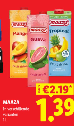  maaza fruitdrank 11 sugar added tropical mango guava fruit drink you it 