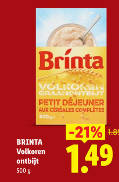  500 volkoren graanontbijt petit aux brinta ontbijt 