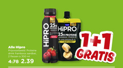  hipro drinkyoghurt 1 2 300 framboos aardbei proteine drink flessen ml receptuur magnesium vitamine vit banaan danone suiker vet support herstel spieren 