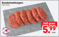  hamburgers 6 runderhamburgers pak stuks slagerij 5.99 