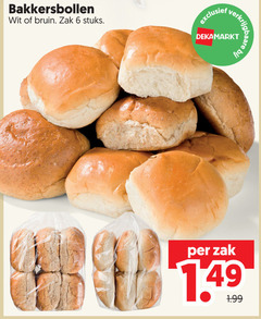  bolletjes 6 bakkersbollen wit bruin zak stuks by 