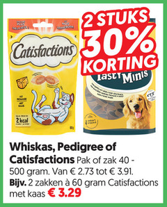  2 5 30 40 60 500 stuks satisfaction kaas last minis whiskas pedigree pak zak zakken 