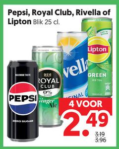  lipton pepsi rivella royal club frisdrank cola ice tea 4 25 blik suiker sugar taste zero ginger green 