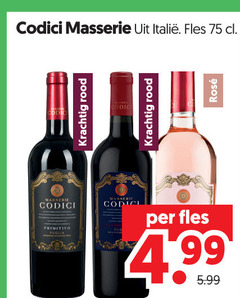  rode wijn rose codici fles rood rosee 5.99 