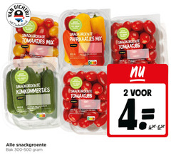  snackkomkommer cherry tomaten 1 2 4 45 300 400 500 fit nederland euwe minder plastic snackgroenten tomaatjes mix jumbo ge nature rijk vezels klasse vitamine buiten koelkast verba nutri score paprikaatjes bak 300-500 
