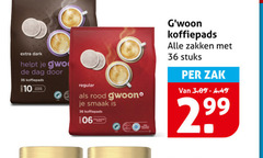  gwoon koffiepads 10 36 dark dag regular rood zakken stuks zak 