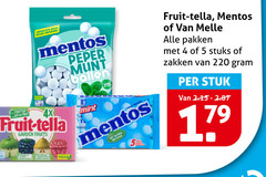  mentos van melle fruit-tella snoep 4 5 vertrouwde fruitsap peper munt ballen jus fruit 4x garden fruits mint pakken stuks zakken stuk 17 