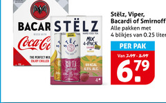  bacardi viper smirnoff stelz mixdrank hard seltzer 4 5 19 69 250 mixed with coca co mix enjoy chilled iced tea lychee pack mango pakken blikjes 0.25 liter pak 