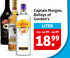  captain morgan baileys gordons likeur rum gin originele luxer origin spiced liter 