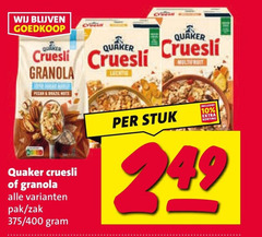  quaker cruesli 10 granola pecan brazil lucht multifruit pak zak 400 stuk 